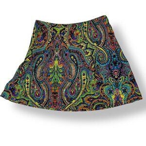 Hail3y:23 Multicolor Paisley Skirt, Lined, Sz L, Elastic Waist, A-Line Mini